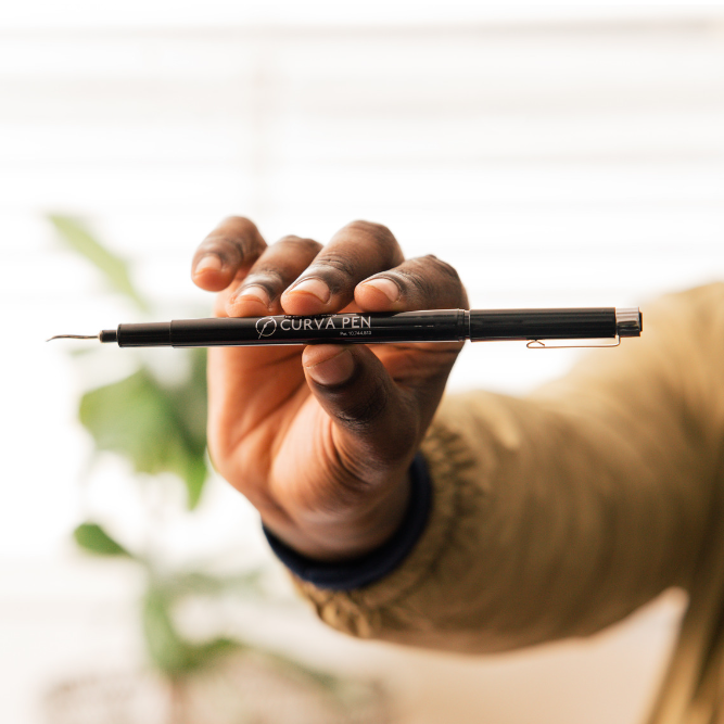 Curva Pen Premium Felt Tip Black Pen Unique Patented Curve Nib